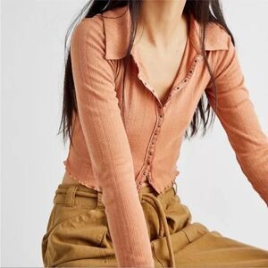 Free People Orange On the Road Cardi - Medium